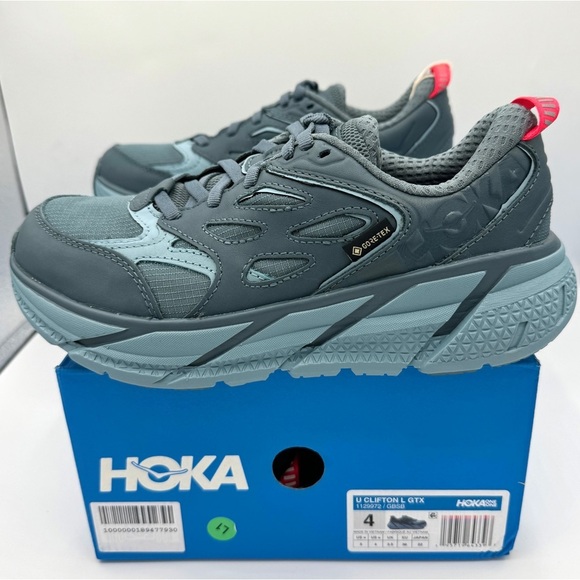 NWT Hoka Clifton Leather Gore-Tex Waterproof Unisex Goblin Stone Blue GBSB shoes